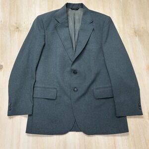 Vintage Blazer Mens 40 Gray Solid 2 Button Sport Coat Jacket Classic Business